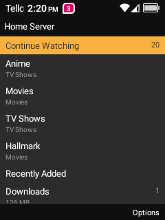 FlipFlex home screen with Continue Watching and libraries
