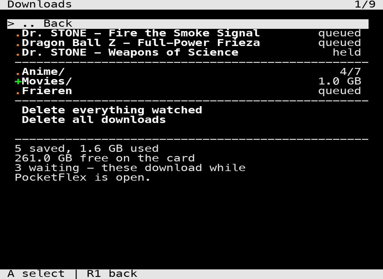 PocketFlex downloads, filed in the folders they came from