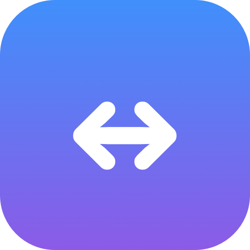 SideNav icon: a white double arrow on a blue-to-purple square