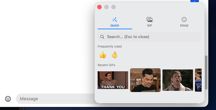 WinDot Quick tab in light mode